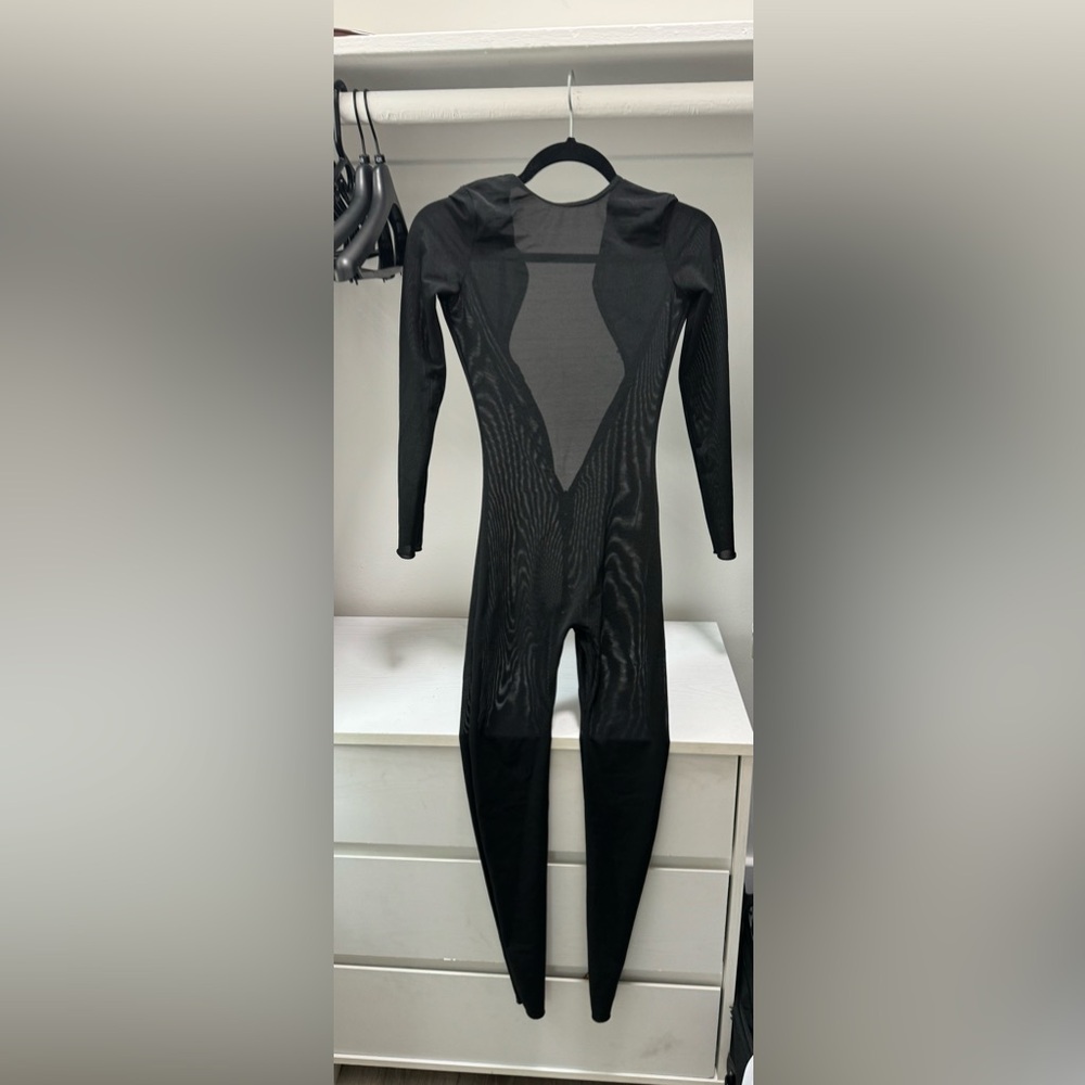 SKIMS SHEER SCULPT CATSUIT in Onyx NEW